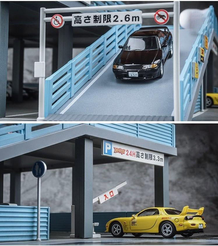 Exquisite Japanese-style parking lot, 1:64 exquisite parking space, perfect display base