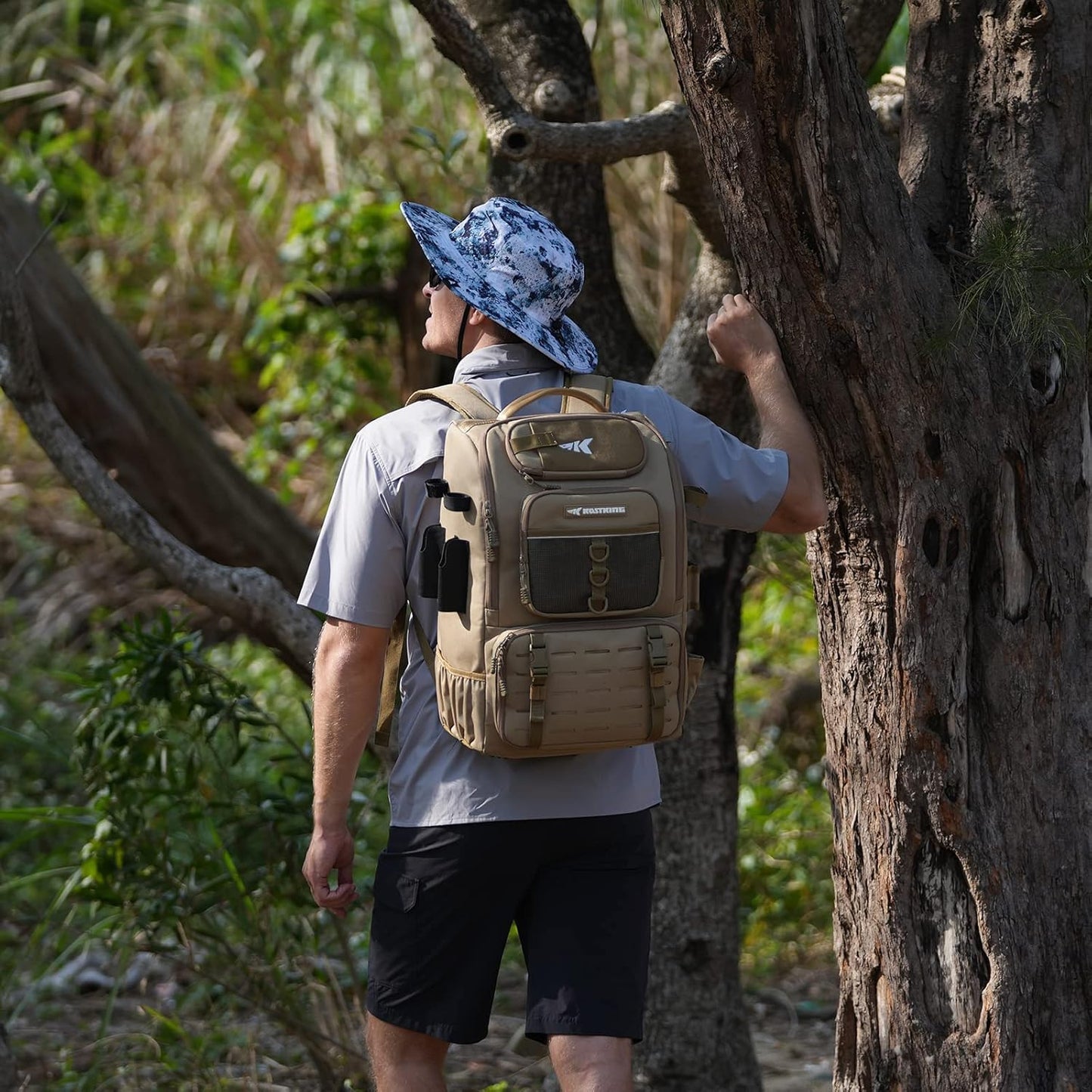 Fishing Tackle Backpack with Rod Holders 4 Tackle Boxes,40L Fishing Bag Storage Fishing Gear and Equipment